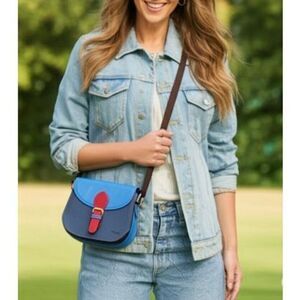 Soruka 100% Leather Crossbody Bag Blue Multicolor